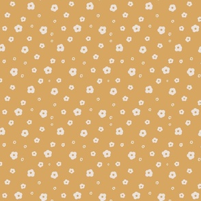 Mustard yellow Ditsy daisy polka dots 