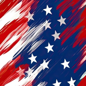 Contemporary Stars & Stripes Blue Red White American Flag Design With A Twist Large Scale