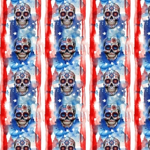 Patriotic Rebel Fusion American Flag And Skull Distressed Look Design II Smaller Scale