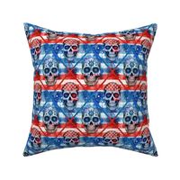 Patriotic Rebel Fusion American Flag And Skull Distressed Look Design III Extra Small