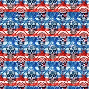 Patriotic Rebel Fusion American Flag And Skull Distressed Look Design III Extra Small