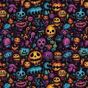 Halloween pumpkins and monsters