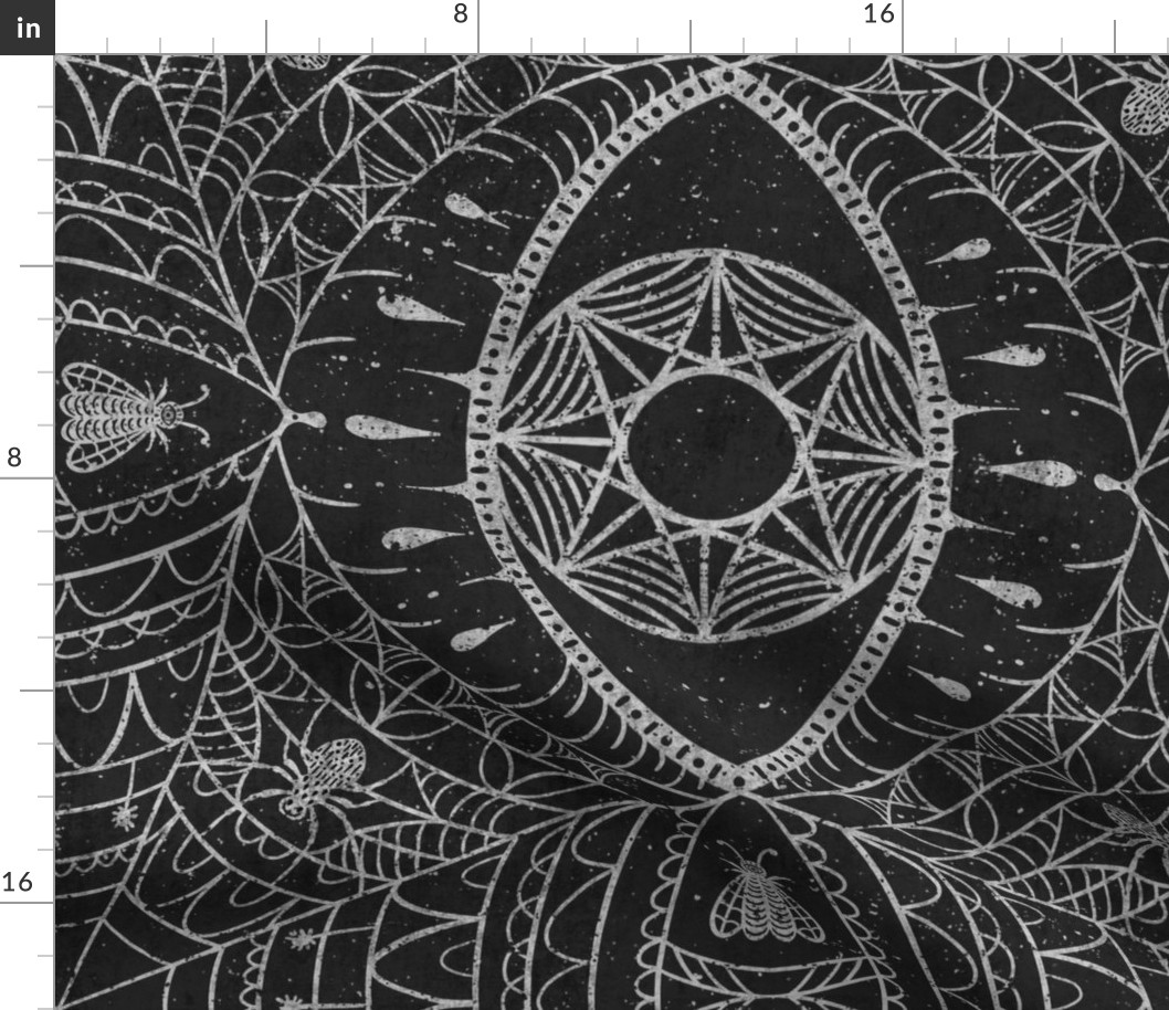 Artfully spun spider web with eyes / non directional whimsigothic wallpaper
