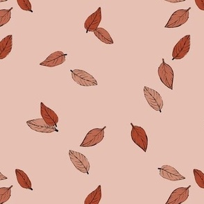 Delicate leaves - autumn garden with soft little petals boho minimalist scandinavian vintage fall design seventies orange tan beige blush