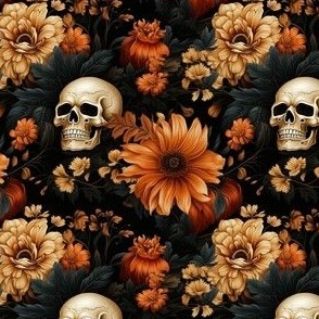 Fall flowers and skulls