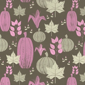 Pink Pumpkins Autumn Halloween Fallen Leaves