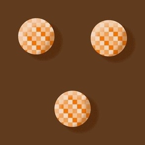 Flamboyant Checked Orange Polka Dots on Brown - hex 603b1e