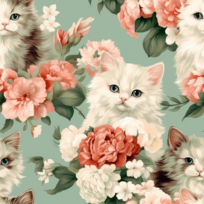 Fluffy Kittens And Floral Bouquets