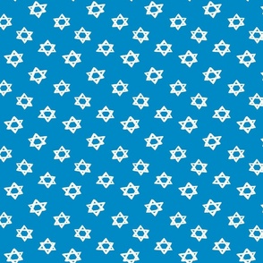 Star of David, cream on bright blue, hanukkah, small scale