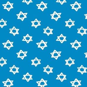 Star of David, cream on bright blue, hanukkah, medium