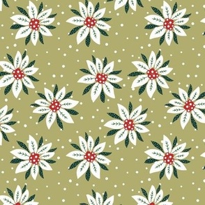 bkrd Merry & Bright Poinsettias white 5.25