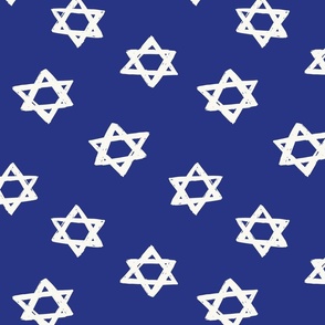Star of David, cream on navy, hanukkah, large