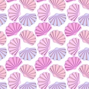 pink seashells with lilac and coral shells 