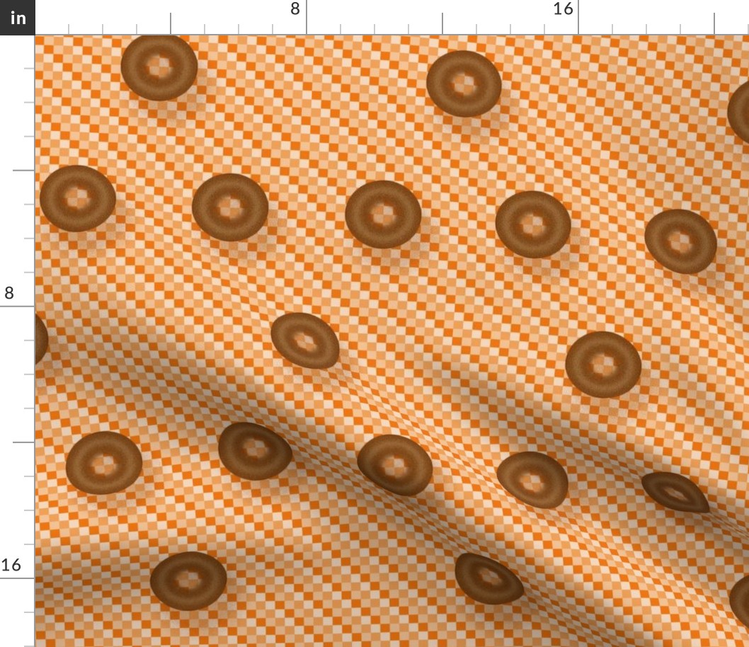 Doughnut Polka Dot Triplets on Monochromatic Orange Checks