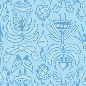 Flora and fauna in blue
