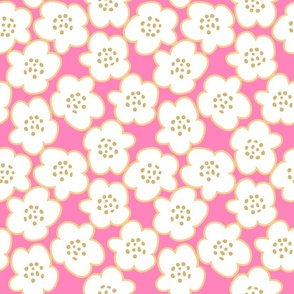 Fun Retro Organic Flowers on Pink