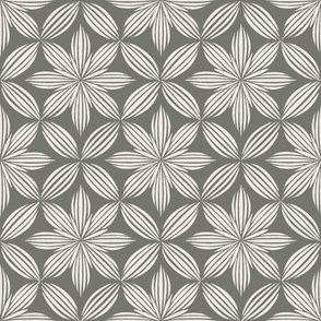 starburst flower - creamy white_ limed ash green - hand drawn doodle floral