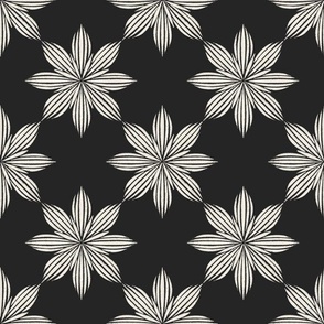 starburst flower - creamy white_ raisin black 02 - hand drawn doodle floral