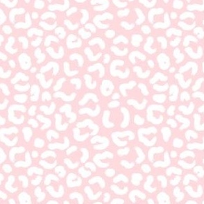 mini 4x4in hand drawn leopard print - white on light pink