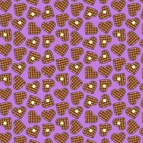 (micro scale) Heart shaped waffles -  breakfast food - Valentine's Day - purple - C23