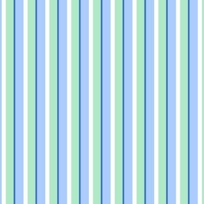 Traditional Vertical Stripes in Teal, Blue, and White