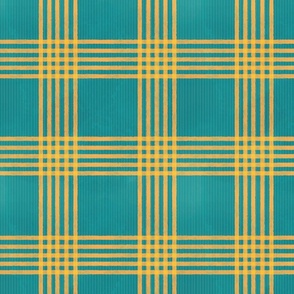 Pinstripe Plaid in teal and gold