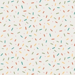 Confetti Sprinkle Delight - Whimsical Doughnut Toppings on a Sage Canvas for Festive Fabrics and Décor