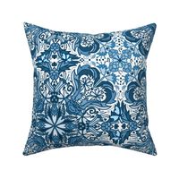 Intricate Monochromatic Line Repeating Pattern pattern in Blue an