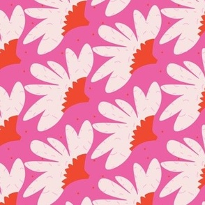 Small - Bright pink floral, modern floral design, hot pink flowers, modern abstract floral, pink, red, white