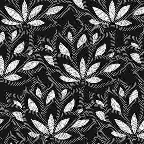 Jacobean Floral - Black & White (large scale)