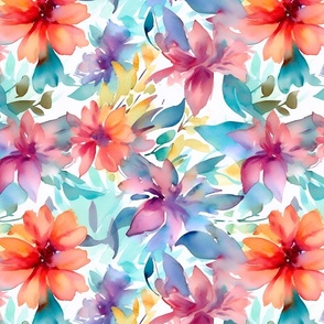 Watercolor Jewel Toned Tropical Floral