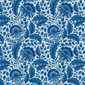 small // Floral treat Monochromatic traditional flowers in Blue
