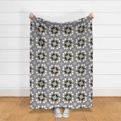 Mono Blossom Blanket. Grey