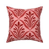 Diamond Reeds in Rich Crimson - Elegant Floral design