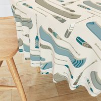 Canoes and Paddles | Cream and Shore Blue Lake | Large Scale