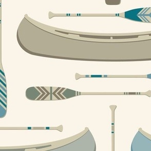 Canoes and Paddles | Cream and Shore Blue Lake | Large Scale