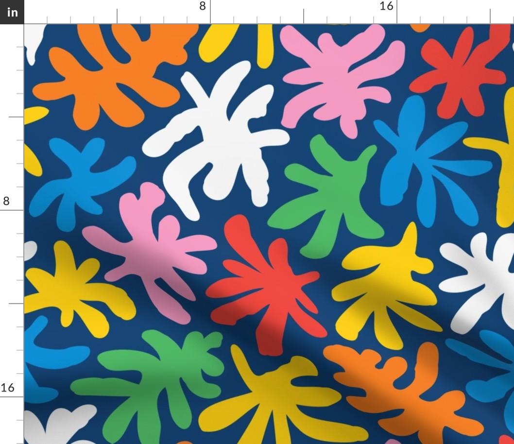 Large - Abstract plant, abstract leaves, leaf shapes, coral, beach, Summer, kids fabric, colorful kids wallpaper