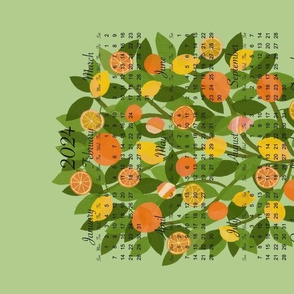 2024 Teatowel Calendar - Abundance of Joy - Bright  Citrus on Green