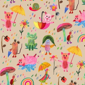 Jumbo Critters in the Rain beige