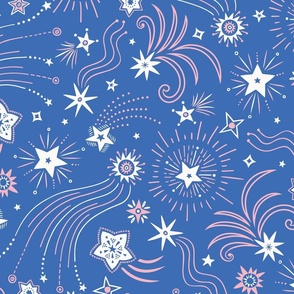 Sparkly Night Stars (xlarge), cobalt and pastel pink