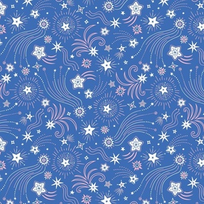 Sparkly Night Stars (medium), cobalt and pastel pink