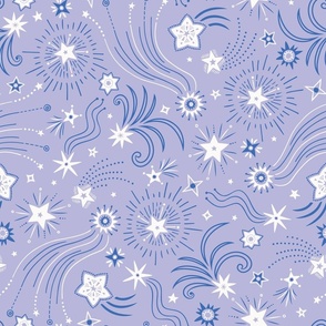 Sparkly Night Stars (large), pastel violet and cobalt