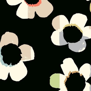 Flower Power Toss  - Multi Color on Black - Jumbo