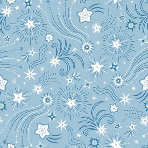Sparkly Night Stars (medium), sky blue