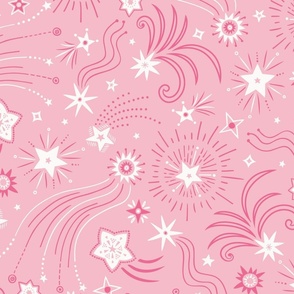 Sparkly Night Stars (x-large), pastel pink