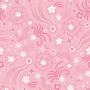 Sparkly Night Stars (medium), pastel pink