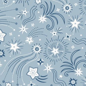 Sparkly Night Stars (x-large), winter blue