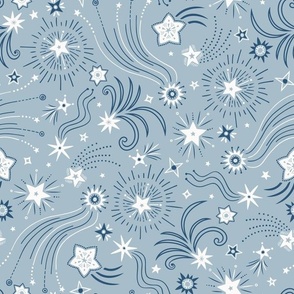 Sparkly Night Stars (medium), winter blue