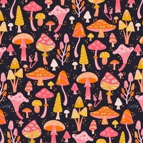 Mystic Mushrooms – Pink Ombré on Navy