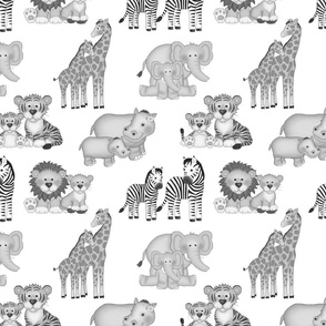 Safari Animals Gray Baby Girl Boy Nursery 10 inches 